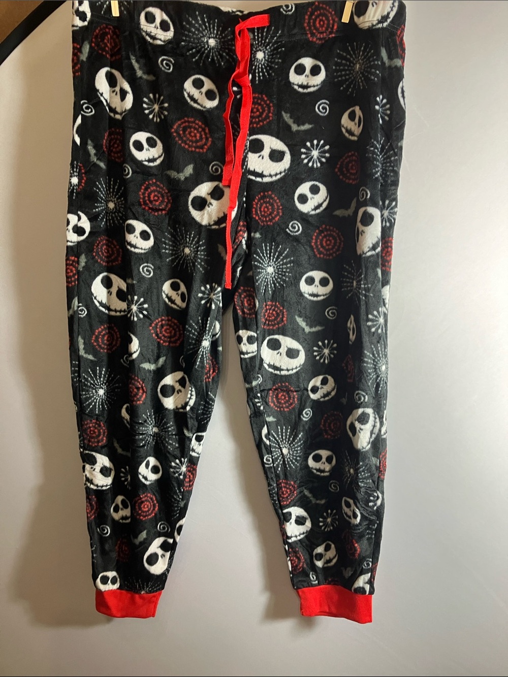 Disney Black Fleece Pajama Pants with Red Accents